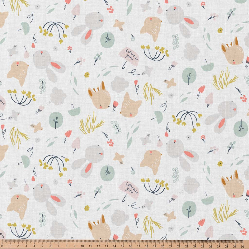 Printed Cotton JOJO White / Verdigris